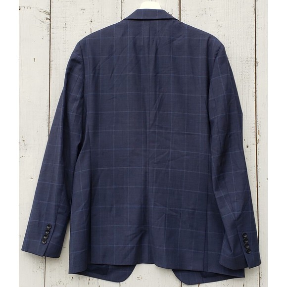 Bonobos Navy Blue Windowpane Wool Suit Men's Blazer Jacket 40R / 33 Pants Slim - Picture 14 of 16